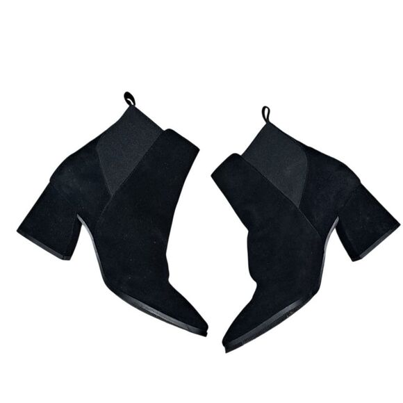 Antonio De Falia Slip On Leather Suede Goth Ankle Boots Block Heel Siz 8 Black - Picture 3 of 15